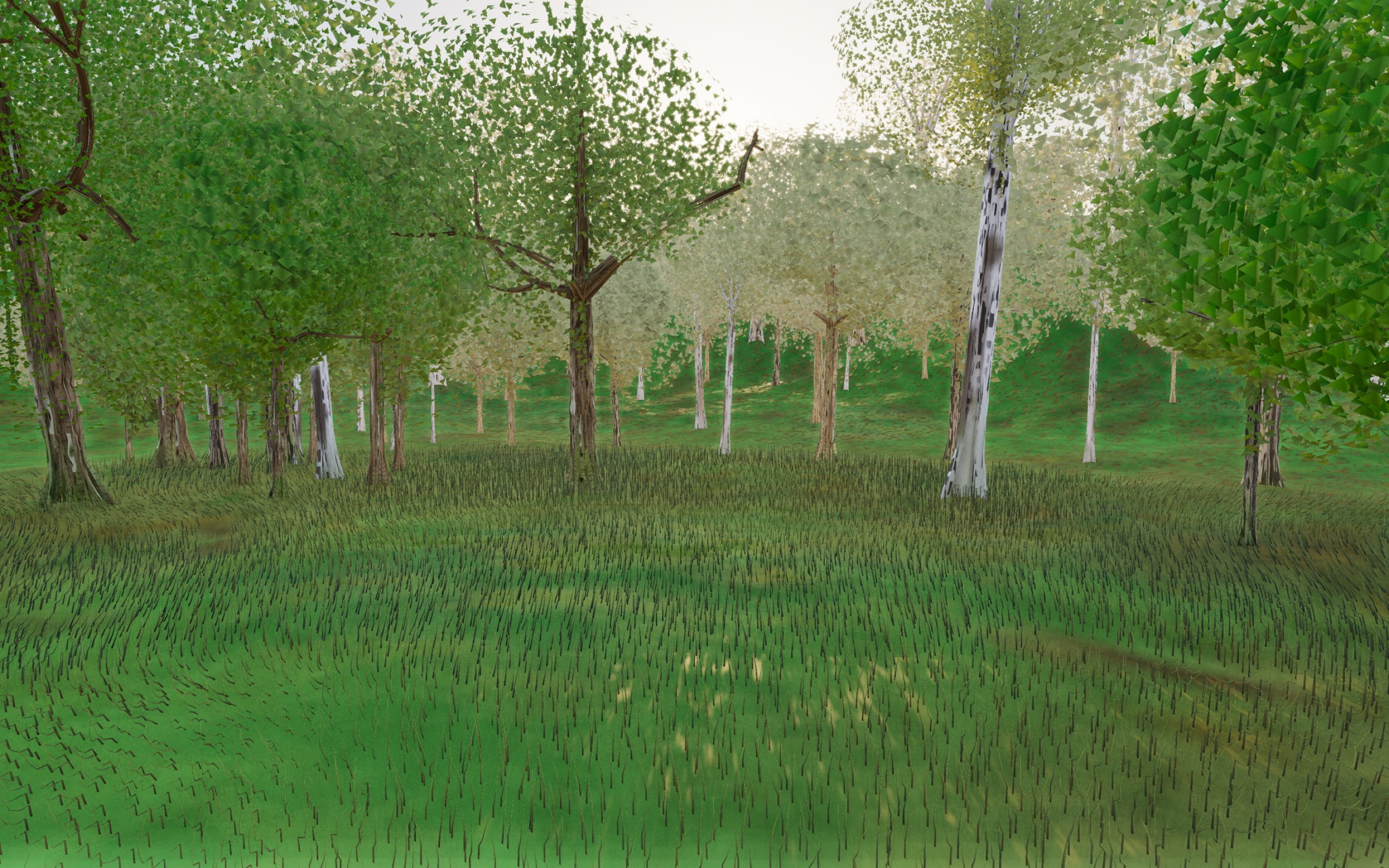 Visualizer · forest-low — round5: oak brick-offset cracks, maple broken strips, hero log anchor, leaf lit-trim, birch dash+stub curtain, grass clump+dry