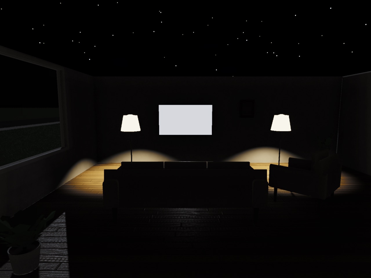 Daydream · tv-night-fix — AFTER: TV screen level 0.35 – tinted content panel, no blowout